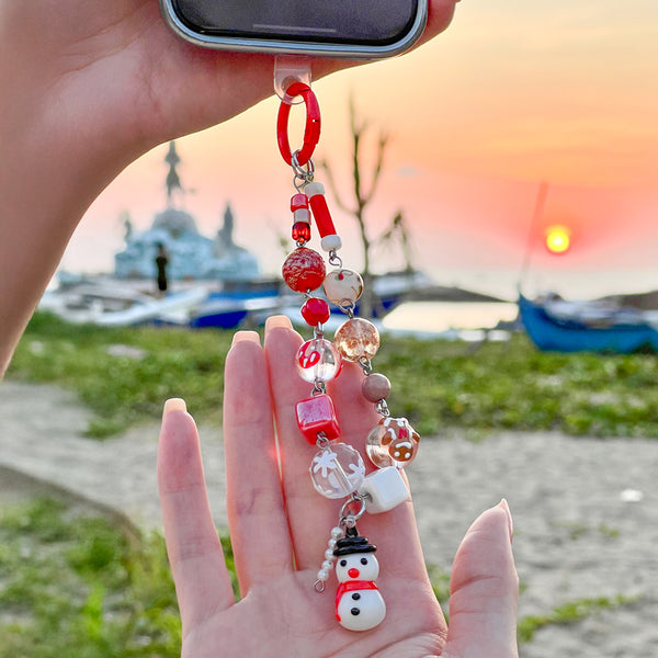 Christmas Snowman Phone Chain / Bag Charm Handmade with Premium Materials
